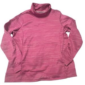Women's Zelos Pink & White Striped Turtleneck Sweatshirt L